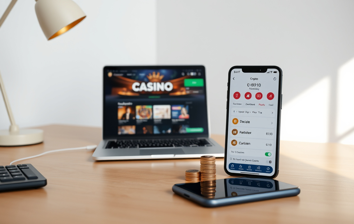 En oversikt over casino med lavt innskudd, med mynter og kryptobetaling.