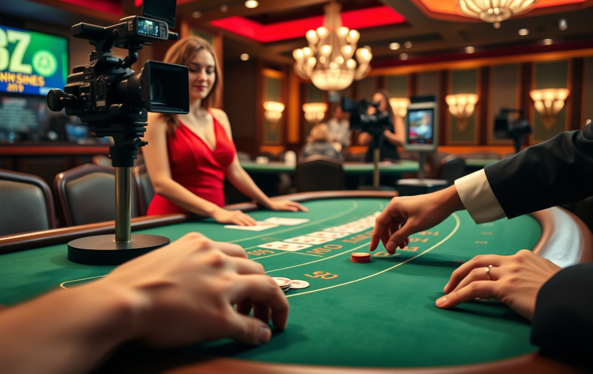 Live casino med ekte dealer og blackjack-bord, direktesending i HD-kvalitet